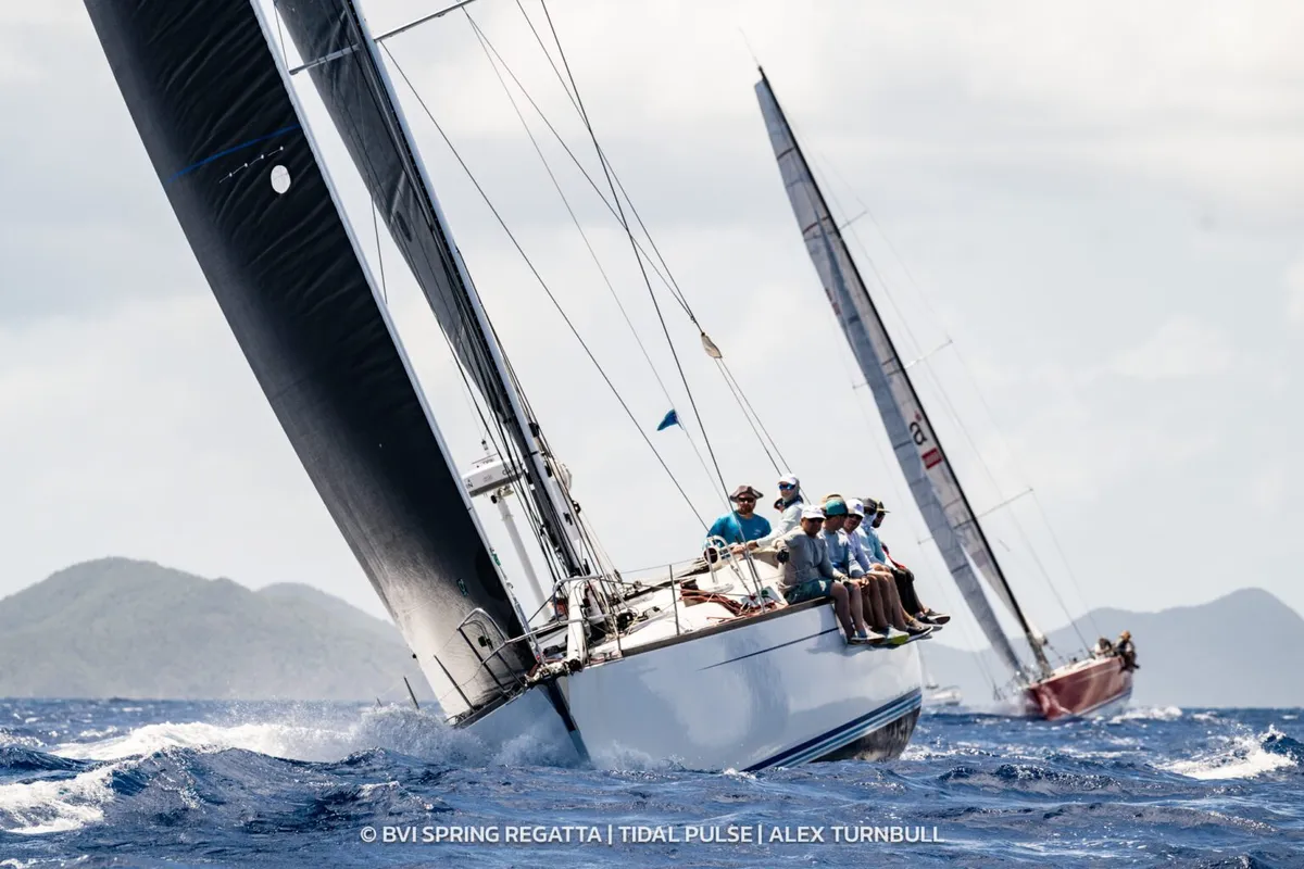 Perfect Caribbean sailing for day 2 of the BVI Spring Regatta