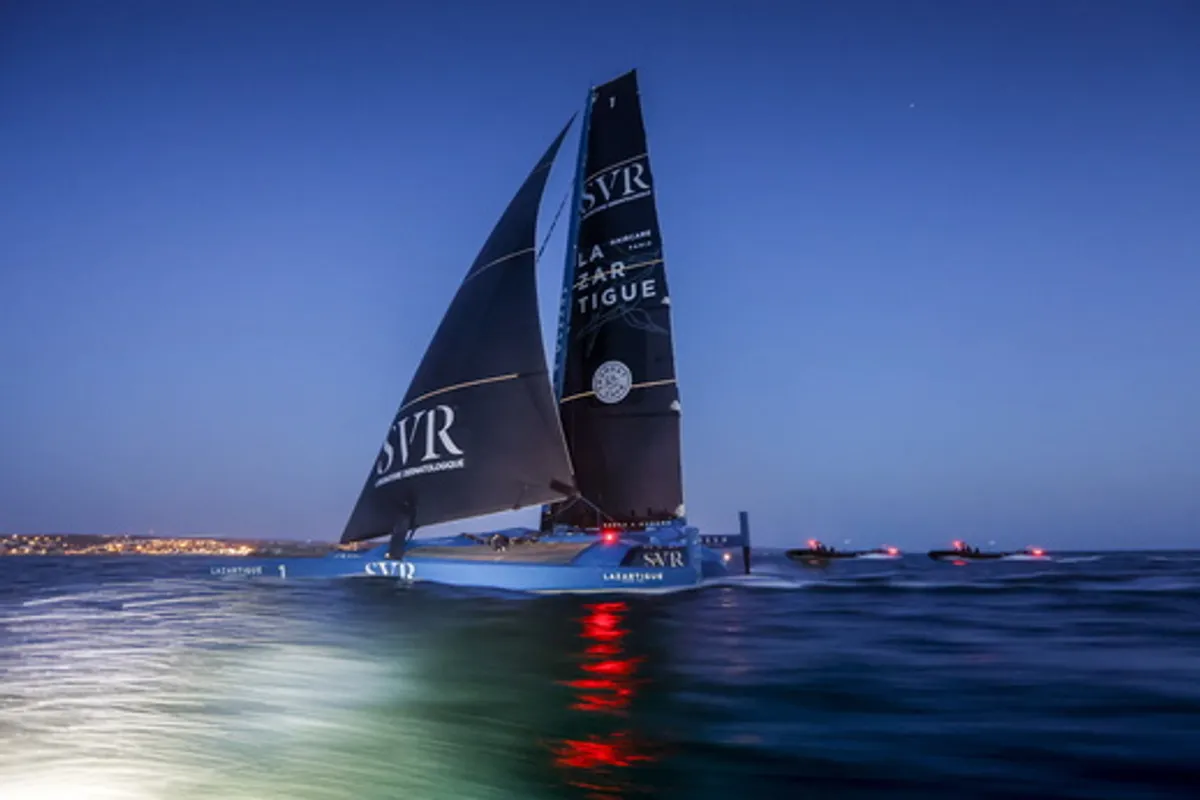 Ultim Trimaran SVR Lazartigue takes Fastnet Multihull Line Honours