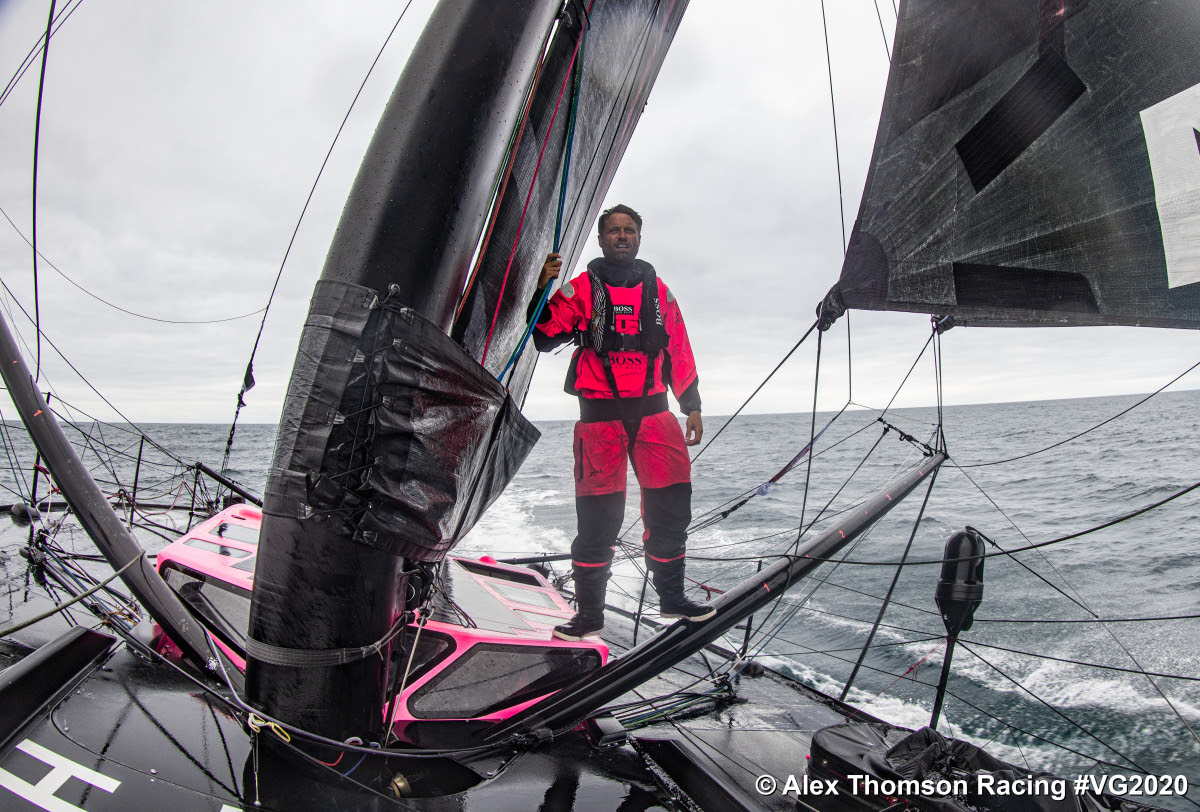 Alex Thomson crosses the equator, Beyou in the Bay of Biscay