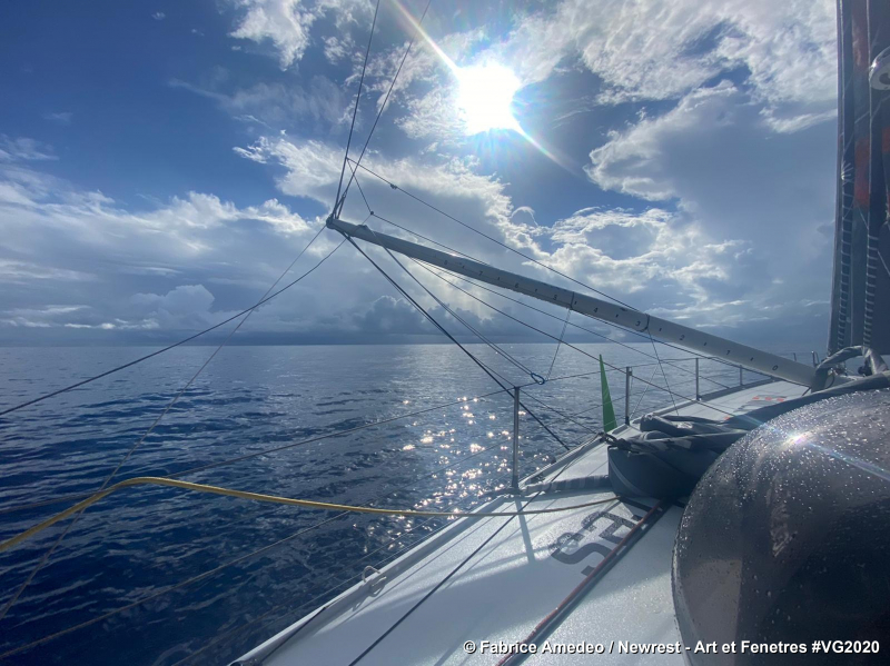 Overnight leaders Dalin and Ruyant hitching a ride on an isolated band of wind