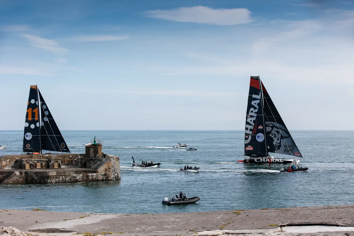 Fastnet photo-finish for 11th Hour Racing and Charal for IMOCA second