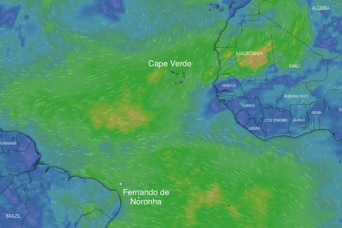 Sailing past the Cape Verde archipelago, leaving the Old World