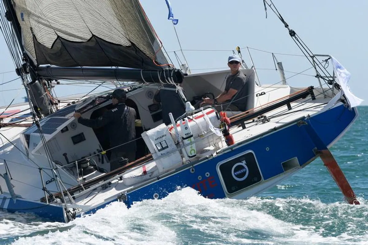 Pip Hare’s IMOCA Medallia the first boat to round Muckle Flugga