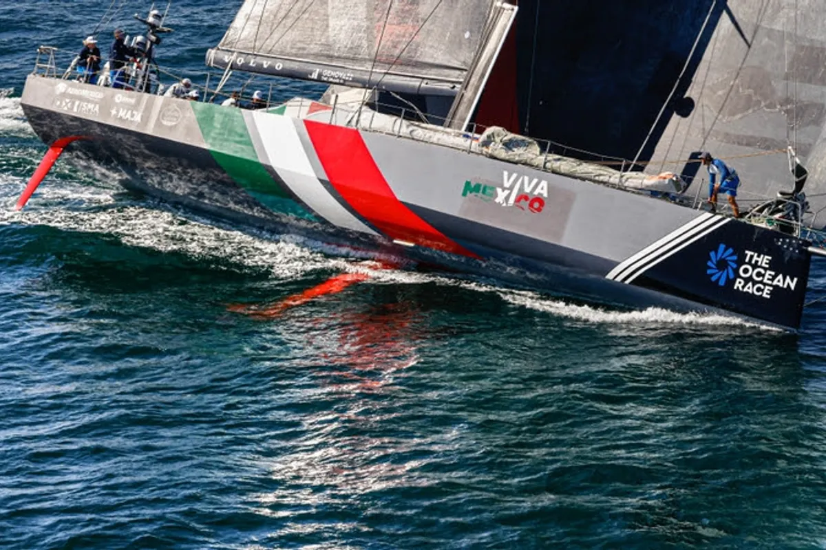10 boats race out of Aarhus towards The Hague in The Ocean Race Leg 6