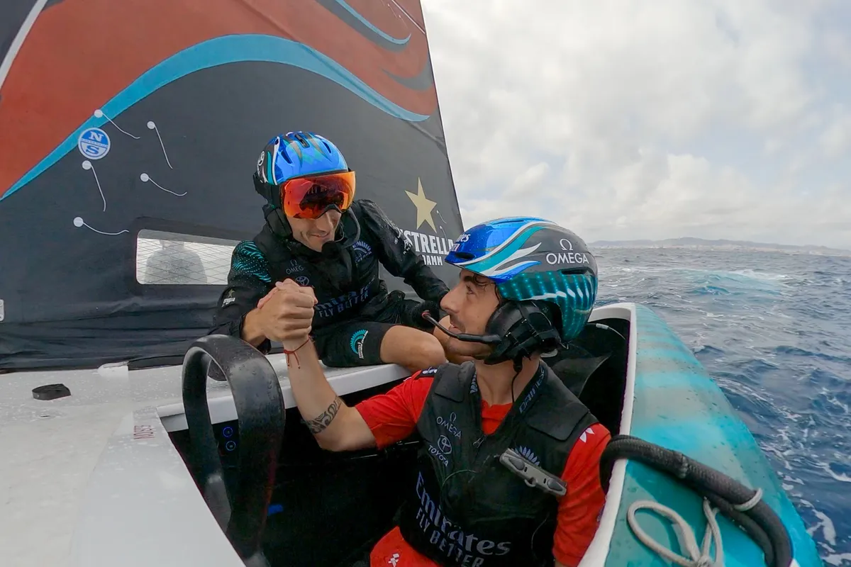 MotoGP Champion Bagnaia @ the helm of Emirates Team New Zealand AC40