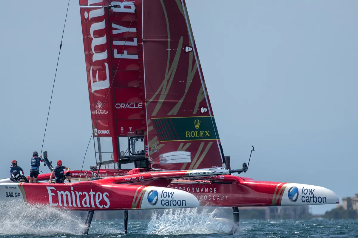 Emirates Great Britain driver Ben Ainslie debriefs the racing action from Taranto