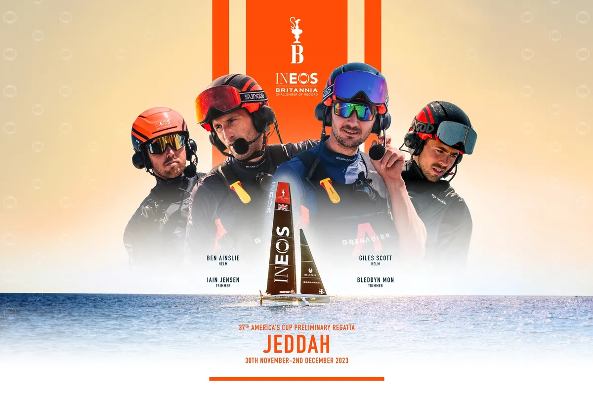 INEOS Britannia in action for America’s Cup Preliminary Regatta  in Jeddah