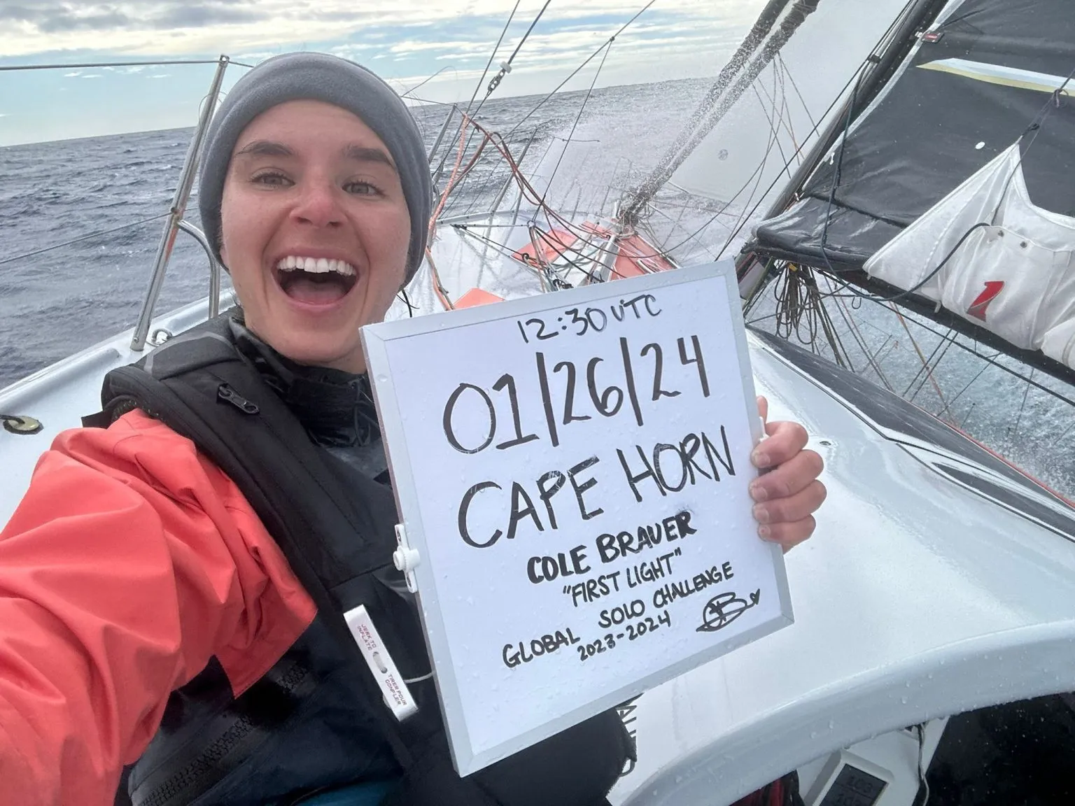 Cole Brauer rounds Cape Horn on Global Solo Challenge